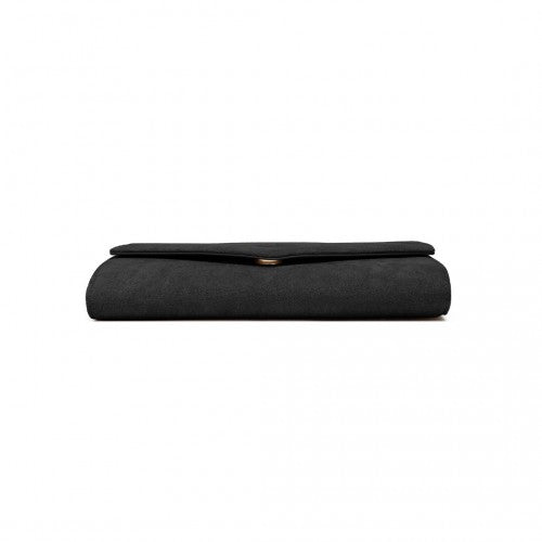 WTM2432 - Miss Lulu Luxurious Envelope-Style Evening Clutch with Elegant Detachable Metal Chain Strap - Black | Neil's Luggage Store