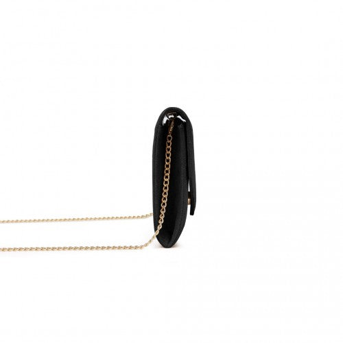 WTM2432 - Miss Lulu Luxurious Envelope-Style Evening Clutch with Elegant Detachable Metal Chain Strap - Black | Neil's Luggage Store