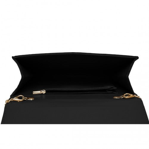 WTM2432 - Miss Lulu Luxurious Envelope-Style Evening Clutch with Elegant Detachable Metal Chain Strap - Black | Neil's Luggage Store