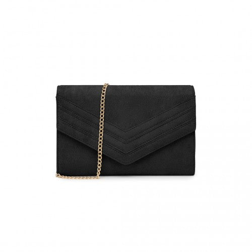 WTM2432 - Miss Lulu Luxurious Envelope-Style Evening Clutch with Elegant Detachable Metal Chain Strap - Black | Neil's Luggage Store