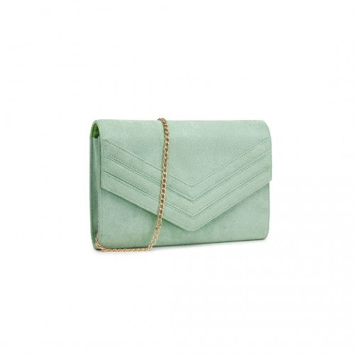 WTM2432 - Miss Lulu Luxurious Envelope-Style Evening Clutch with Elegant Detachable Metal Chain Strap - Green | Neil's Luggage Store