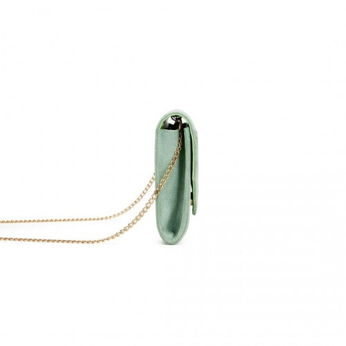 WTM2432 - Miss Lulu Luxurious Envelope-Style Evening Clutch with Elegant Detachable Metal Chain Strap - Green | Neil's Luggage Store