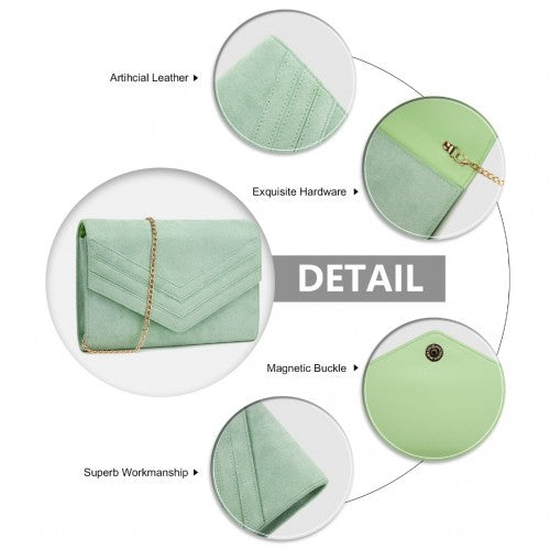 WTM2432 - Miss Lulu Luxurious Envelope-Style Evening Clutch with Elegant Detachable Metal Chain Strap - Green | Neil's Luggage Store