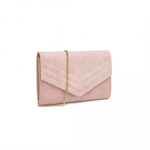 WTM2432 - Miss Lulu Luxurious Envelope-Style Evening Clutch with Elegant Detachable Metal Chain Strap - Pink | Neil's Luggage Store