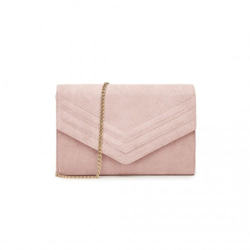 WTM2432 - Miss Lulu Luxurious Envelope-Style Evening Clutch with Elegant Detachable Metal Chain Strap - Pink | Neil's Luggage Store