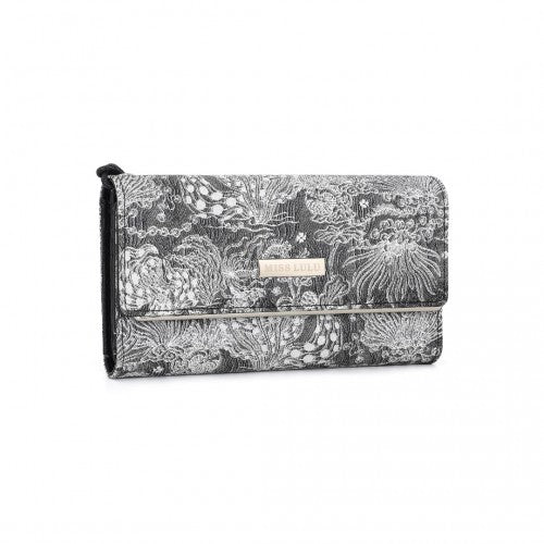 WTM2448 - Miss Lulu Elegant Women's Long Purse with Detachable Wrist Strap And Multi-Card Organizer - Black | Neil's Luggage Store
