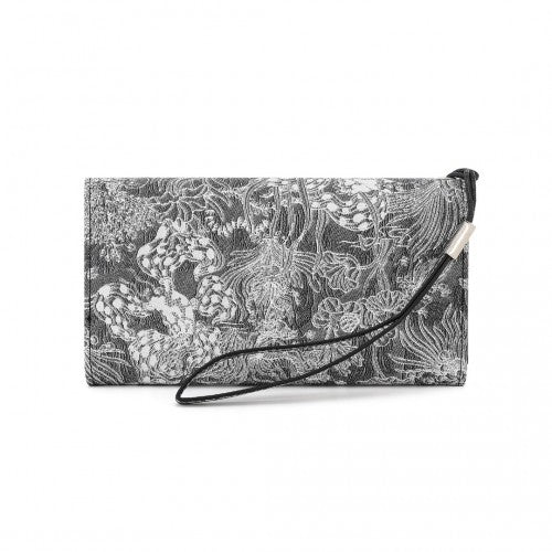 WTM2448 - Miss Lulu Elegant Women's Long Purse with Detachable Wrist Strap And Multi-Card Organizer - Black | Neil's Luggage Store