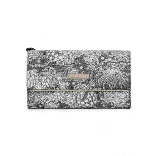 WTM2448 - Miss Lulu Elegant Women's Long Purse with Detachable Wrist Strap And Multi-Card Organizer - Black | Neil's Luggage Store