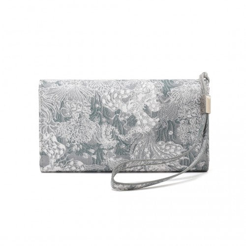 WTM2448 - Miss Lulu Elegant Women's Long Purse with Detachable Wrist Strap And Multi-Card Organizer - Grey | Neil's Luggage Store