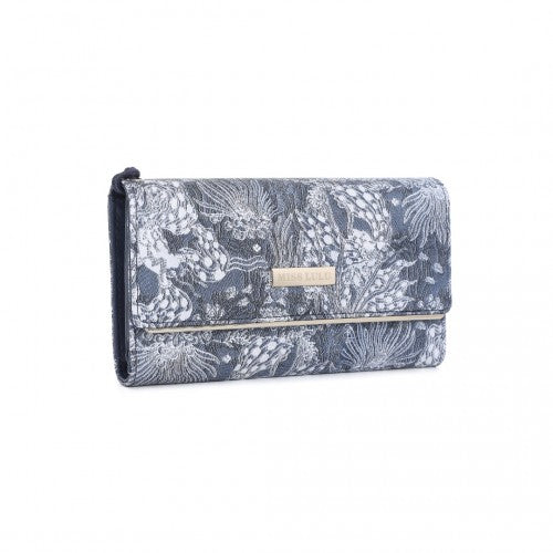 WTM2448 - Miss Lulu Elegant Women's Long Purse with Detachable Wrist Strap And Multi-Card Organizer - Navy | Neil's Luggage Store