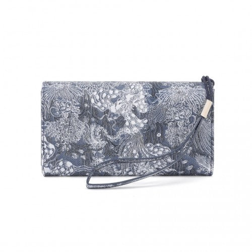WTM2448 - Miss Lulu Elegant Women's Long Purse with Detachable Wrist Strap And Multi-Card Organizer - Navy | Neil's Luggage Store
