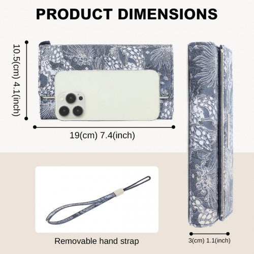 WTM2448 - Miss Lulu Elegant Women's Long Purse with Detachable Wrist Strap And Multi-Card Organizer - Navy | Neil's Luggage Store