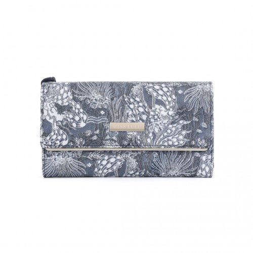 WTM2448 - Miss Lulu Elegant Women's Long Purse with Detachable Wrist Strap And Multi-Card Organizer - Navy | Neil's Luggage Store