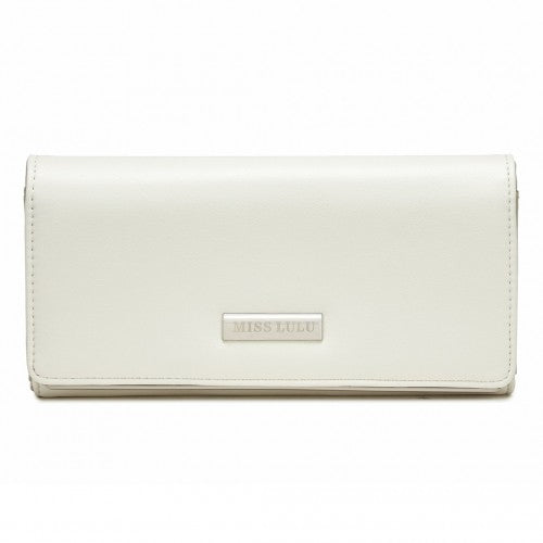 WTM2454 - Miss Lulu Sleek and Elegant Long Wallet for Women– A Timeless Accessory - White | Neil's Luggage Store