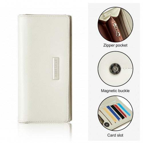 WTM2454 - Miss Lulu Sleek and Elegant Long Wallet for Women– A Timeless Accessory - White | Neil's Luggage Store