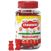 Chewwies vegan sugar free multivitamins gummies in red bear shape for adults and children aged 3+