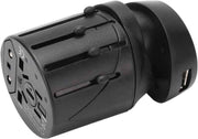 Universal World Travel Plug Adapter USB-A Plus and Charger US UK EU AUS Black