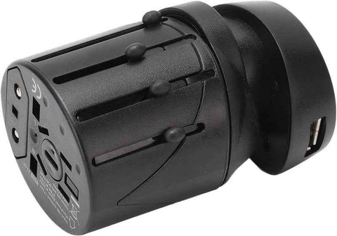 Universal World Travel Plug Adapter USB-A Plus and Charger US UK EU AUS Black