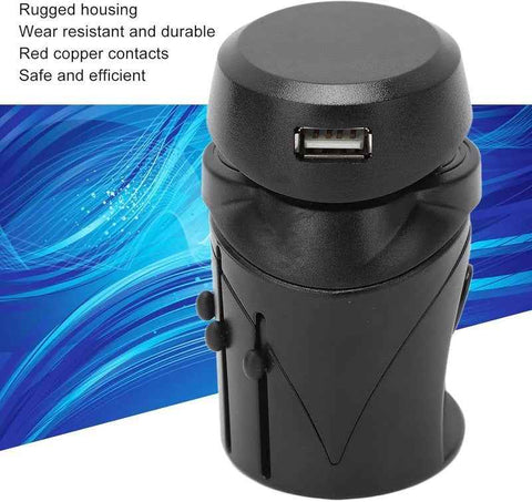 Universal World Travel Plug Adapter USB-A Plus and Charger US UK EU AUS Black