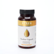 Bottle of Purer Mama Choline Capsule dietary supplement for brain and nervous system health
