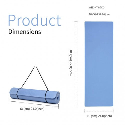 Yoga-1 - Kono TPE Non-slip Classic Yoga Mat - Blue | Neil's Luggage Store