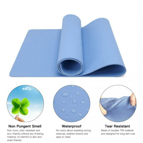 Yoga-1 - Kono TPE Non-slip Classic Yoga Mat - Blue | Neil's Luggage Store